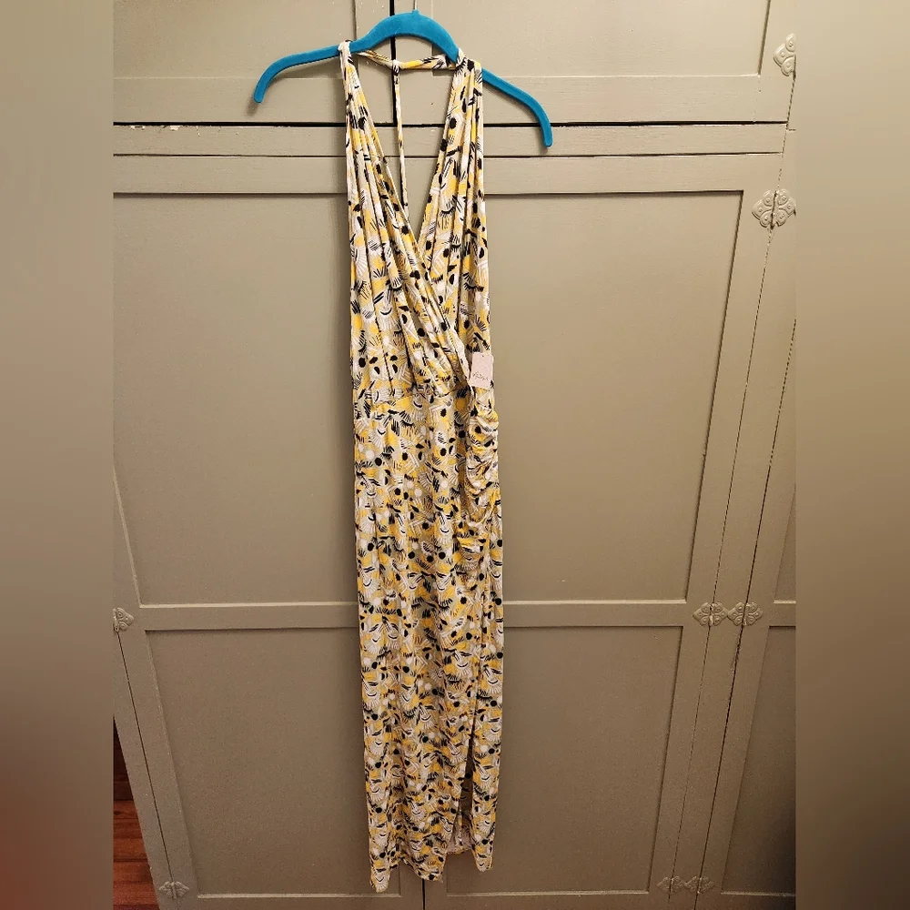 Free People Daria Halter Low Back Wrap Maxi Dress Size S - Picture 3 of 8